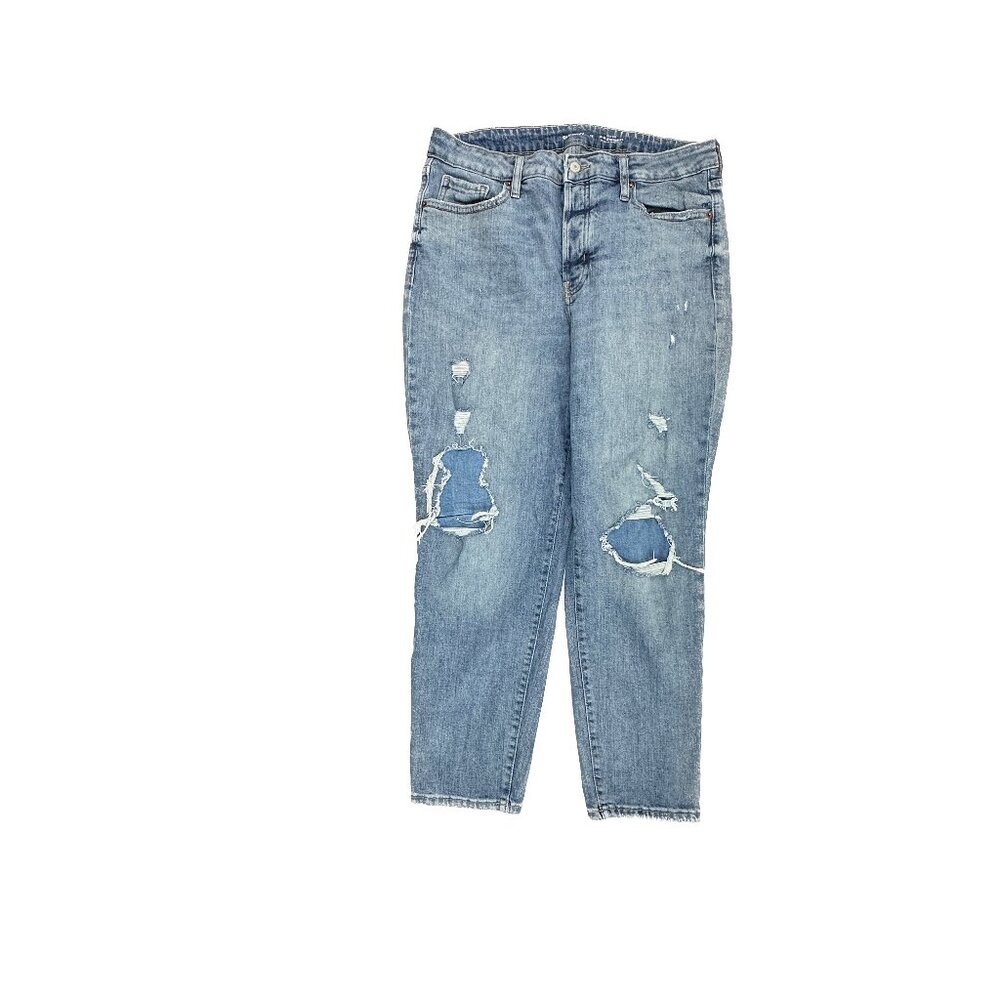 Old Navy High Rise OG Straight Button Fly Distressed Women's size 14 Blue Jeans